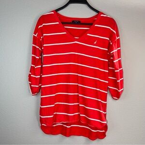 Nautica Orange Relaxed 3/4 Sleeve Top